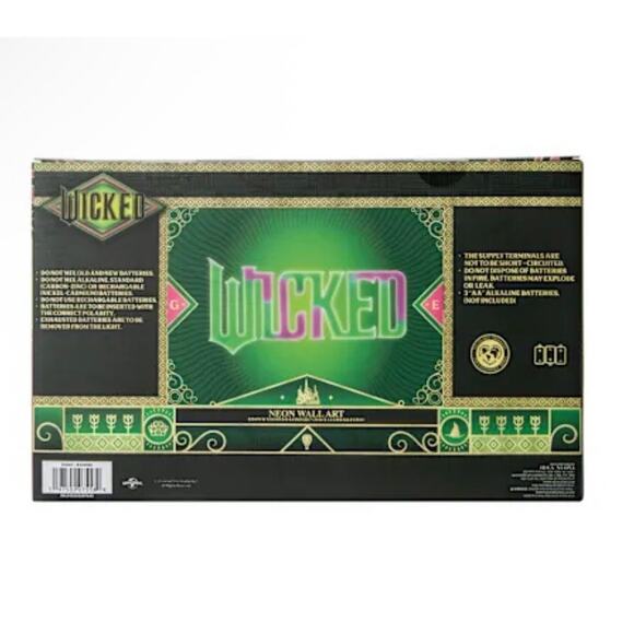 NIB WICKED Neon wall light Art Movie pink Green LED Universal City Studios - Picture 5 of 6